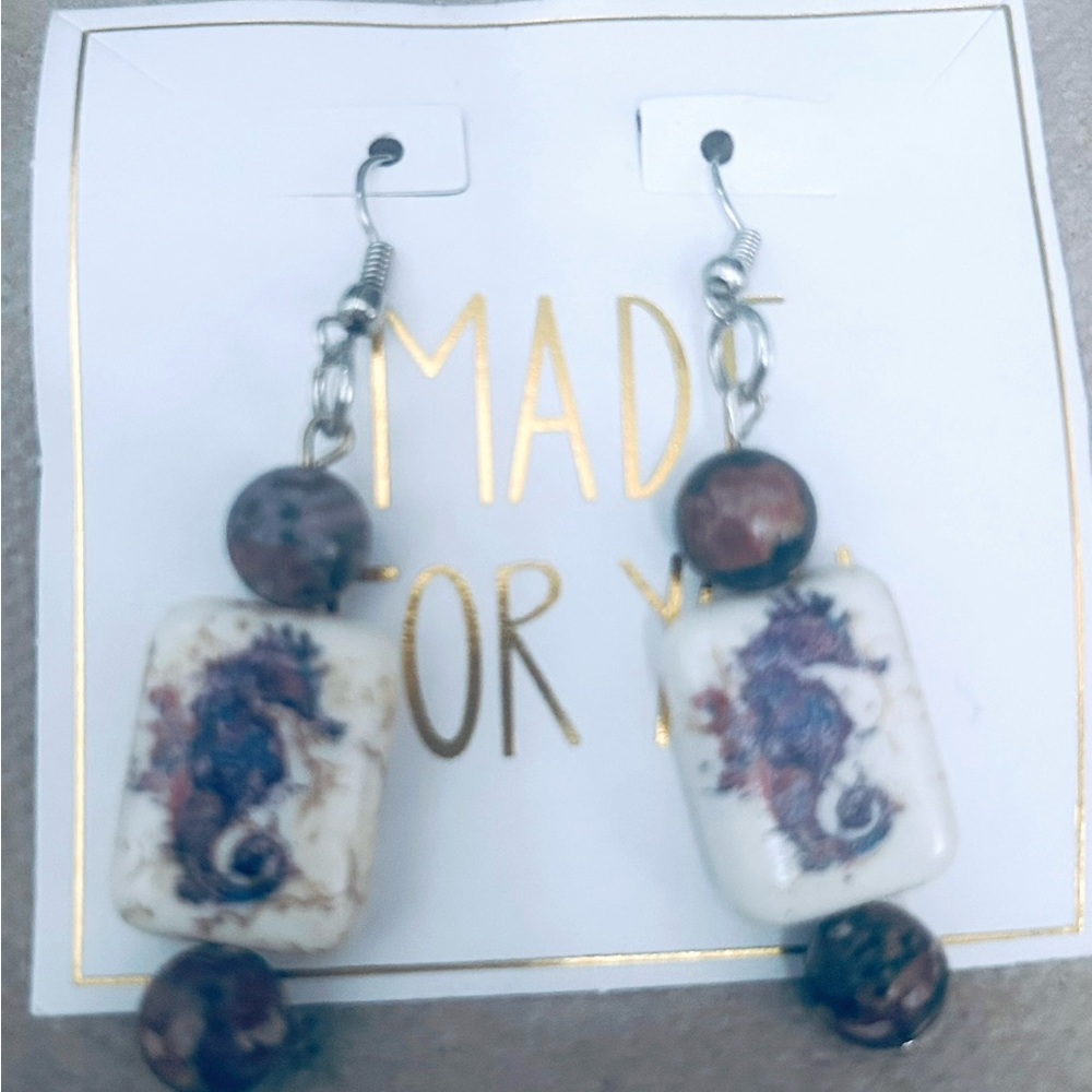 Artisan Ceramic Seahorse Earrings